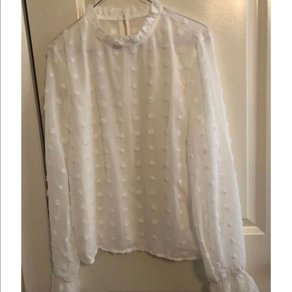 High neck polka dot blouse